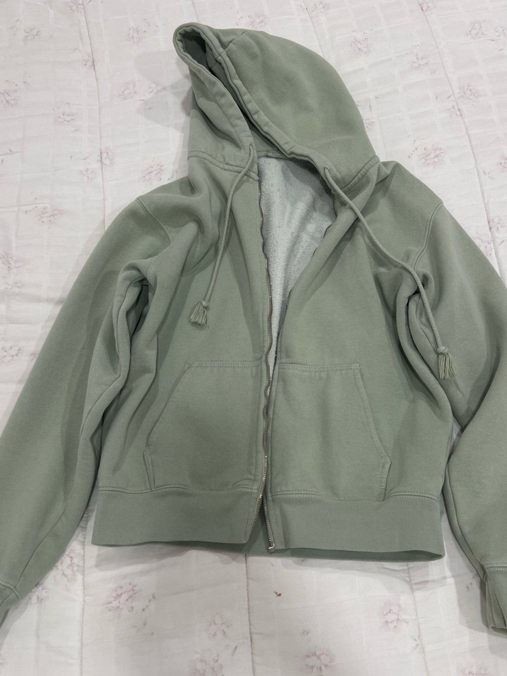 Brandy Melville Sage Green Zip-Up Hoodie